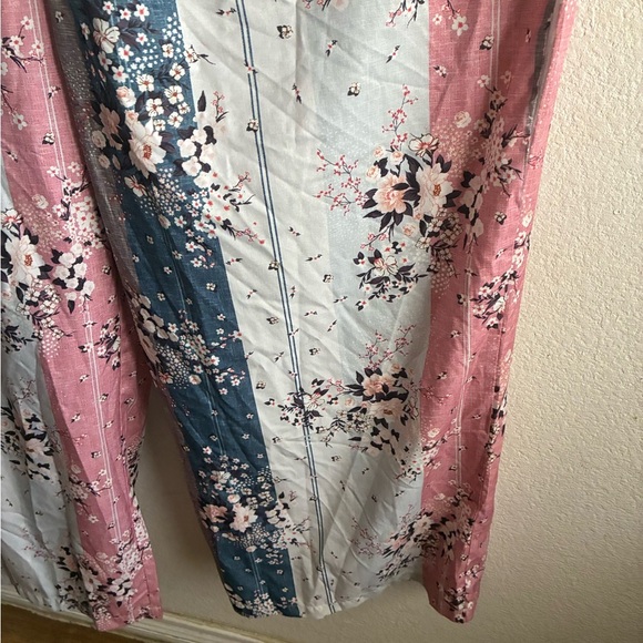 Bohemian Floral Multiprint Jumpsuit - Pink, Blue, Cream 4X - Picture 10 of 15